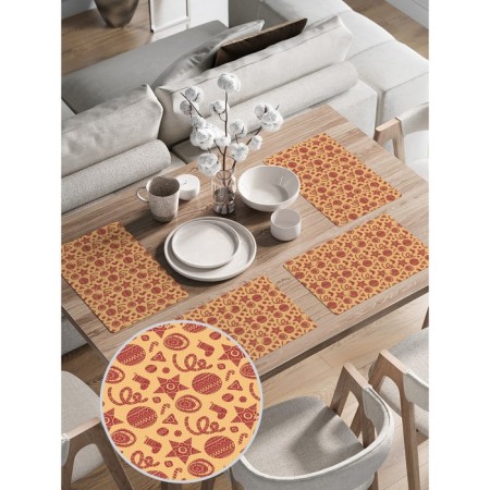 A set of napkins for setting the table "Folk jewelry", rectangular, rounded edges, size 30x46 cm, 4 pcs-1