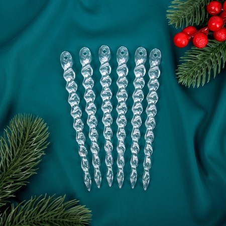 Christmas tree icicles "icicle luxury" (set 6 pcs) twisted, 13.5 cm