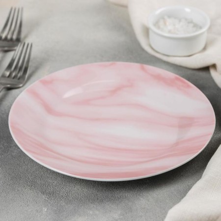 Board ceramic dessert shade "Marble", d = 19 cm, pink color-1