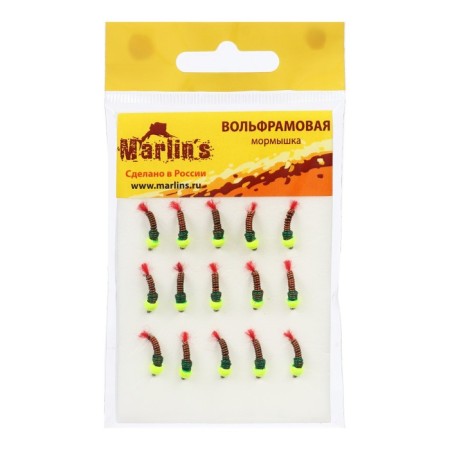 Mormyshka tungsten Marlin’s forest, 3.5 mm, 0.45 g, red 14, color lemon, 15 pcs-1