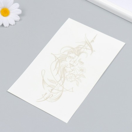 Tattoo on the body blue "Leo in lines" 18x11 cm-2