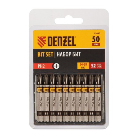 Denzel 11649 bit set, hexagonal profile, PH2 x 50 mm, steel S2, 10 pcs.-2