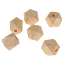 Beads wooden polyhedrons 10x10 mm (set 6 pcs) without coating