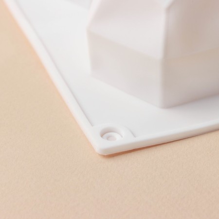 Form for mousse desserts and baking konfinetta "faces", silicone, 29.5 × 17.2 cm, 8 cells (5.6 × 6.4 × 4.5 cm), white color-3