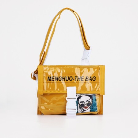 Youth bag with zipper, yellow color-1