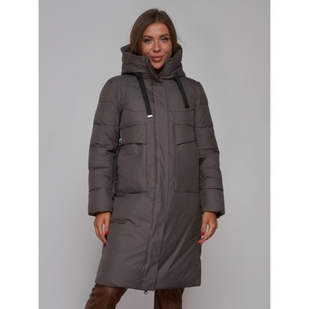 Coat insulated winter female, size 48, dark gray color-10