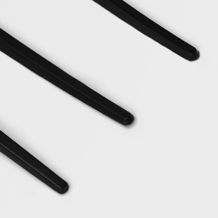 A set of plastic disposable cutlery, 4 objects: fork, tablespoon, knife, white napkin, 16.5 cm, black color-2