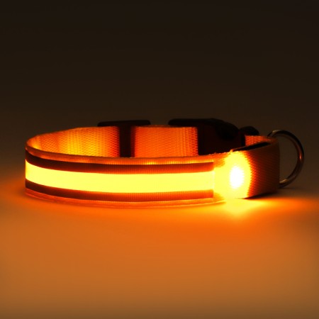 Collar with backlight double strip size S, Osh 35-43 x 2.5 cm, 3 glow modes yellow-11