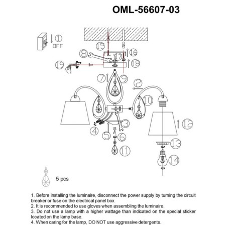 Cardillo E14 ceiling chandelier 180W-6