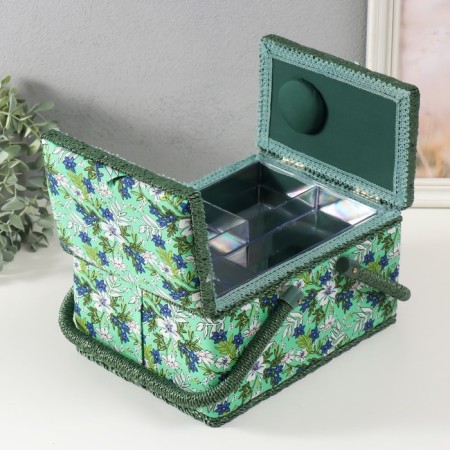 Casket for needlework "Field flowers on green" 19x26x14.5 cm-2