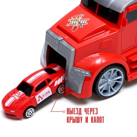 Truck "Carrier", included 6 cars and road signs-2