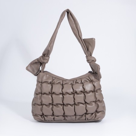 Load bag with zipper, long belt, beige color