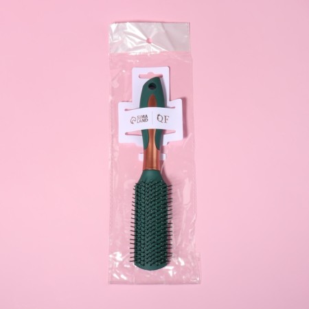 Comb massage, rubberized pen, 5 × 24 cm, green/golden color-3