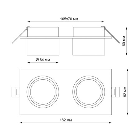 Lamp built -in Novotech. Lirio, 9W, GU10, 60x182x92 mm, black color-1