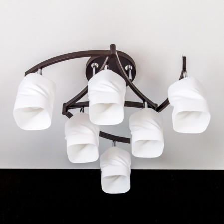 Ceiling chandelier Citilux "Berta" CL126162, 74x74x35 cm, 6x75W, E27, brown color-6