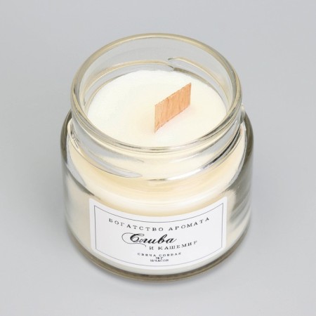 Aromatic candle made of soy wax in a bank, 75 g, plum and cashmere-3