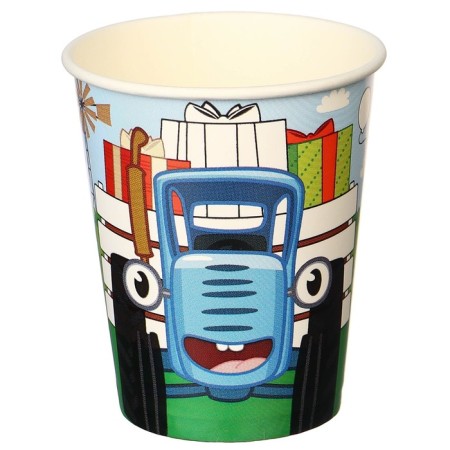 Birthday glass "Happy Birthday!", 250 ml, blue tractor-1