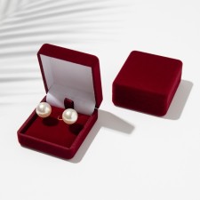 Velvet case for earrings, pendant pendant, 4.5 × 5 × 2 cm, burgundy color