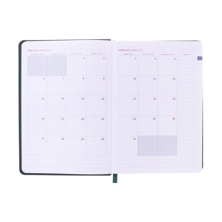 Dated diary 2025, A5, 176 sheets, Hong Kong, solid cover, pancake embossing, with liesse, block 80 g/m2, green-9