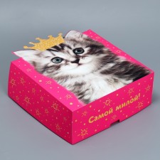 Gift folding box, packaging, “cat”, 25 x 25 x 10 cm