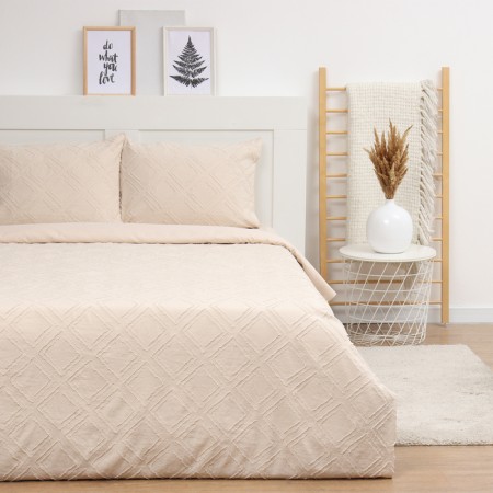 Lovelife Tufting Lowel Lowel "Romb" 143*215cm-2pcs, 230*240cm, 50*70cm-2pcs, beige color, 110 g/m2