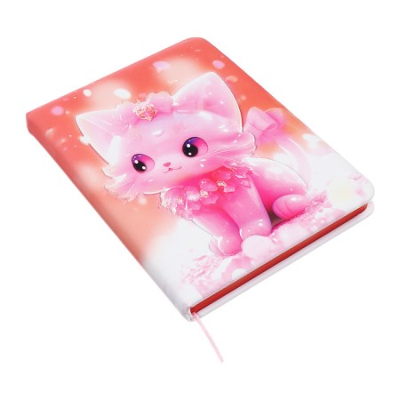 Notebook Gift Book 96l, line, colored cut, PVC Cat cover 3D (17.7x12.4cm)-3