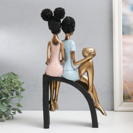 Souvenir Polystone SPREASE "Children on the hill, with jugs" White-gold 19.5x10x35 cm-2