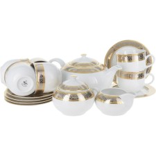 Tea Service 6/9 OPAL, Decor “Wide Kant Platinum, Gold”, 15 items