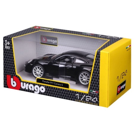 BBURAGO Porsche 911 Carrera S, Die-Cast, 1:24, opening doors, black color-11