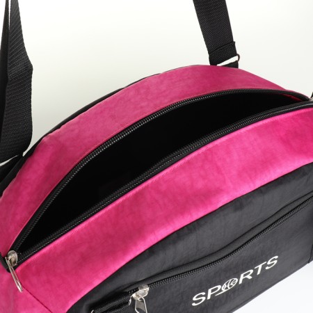 Sports bag with lightning, external pocket, black/raspberry color-2