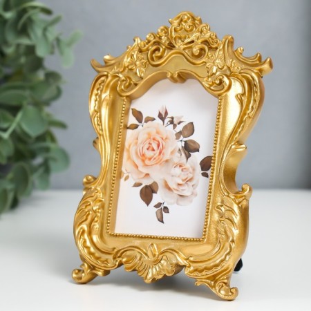 Photo frame Polystone for 1 photo 7x5 cm "Flower fantasies" gold-1