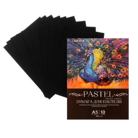 A5, DEVENTE pastel paper, 10 sheets, 160 g/m2, black, in the package