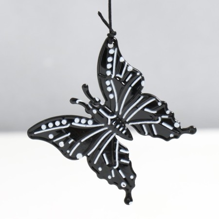 Wind Music Metal "Black and White butterflies" 4 bells 47 cm-3