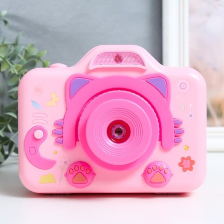 Casket Musical Mechanical Light "camera - cat" pink 10.5x12.5x16 cm