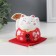 Souvenir Ceramics "Cat Mani-Neko with fan" Red 8x8x8.5 cm