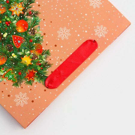 Package Gift New Year Laminated "Big Tree", 23 x 17.8 x 9.8 cm.-2