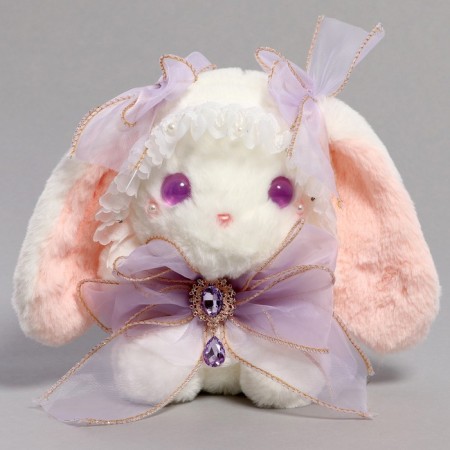 Soft toy "Bunny" with a purple bow, 20 cm