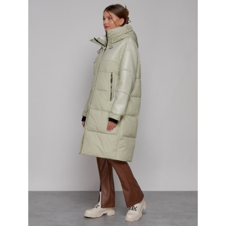 Coat insulated winter female, size 44, color light green-1