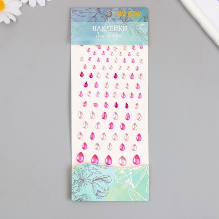 Stick plastic rhinestones "droplets of different sizes" mix 9x16.5 cm-2