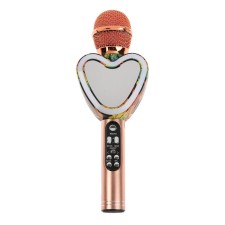 Microphone for karaoke Q5, 3 W, 1800 mAh, Bluetooth, FM, Microsd, Pink