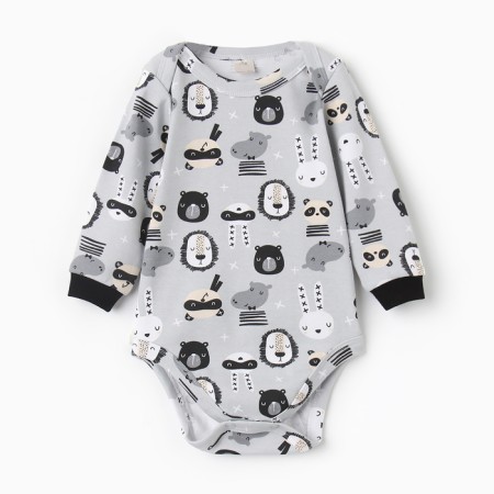 Body with a long sleeve, the color is gray/animals, height 74 cm