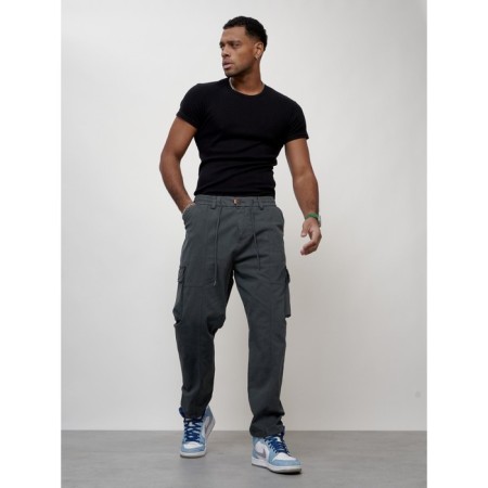 Cargo jeans men, size 46-48, dark gray color