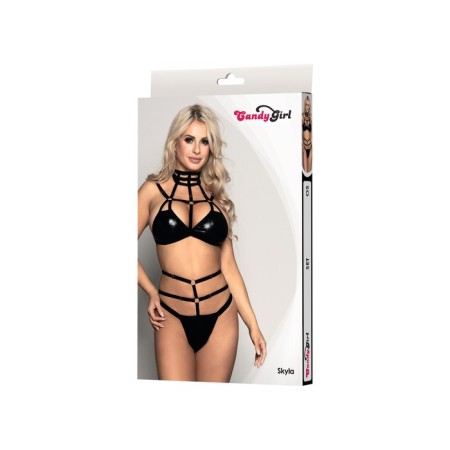 Kit Candy Girl Skyla: bra, thongs, OS size, black color-2