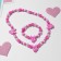 Set of children's "chosen" 2 items: beads, bracelet, foxes, bright pink color