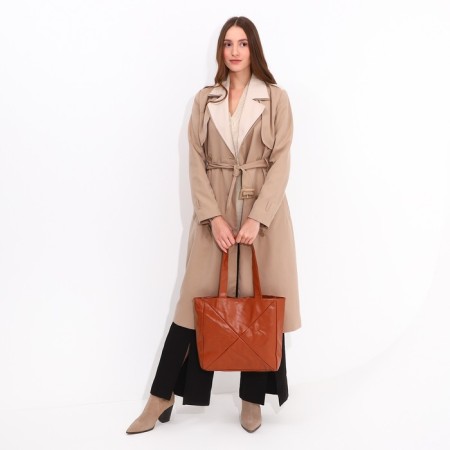 Shopper bag on magnet, brown color-5