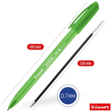 Ballpoint handle Luxor Inkglide 100 ICY Blue, 0.7mm, Tripart, Assorted Corps 16700/50 TUB-2