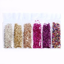 Glass chips for epoxy resin, set of 6 colors, weight 1 color - 5 g