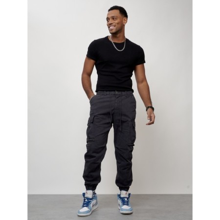 Cargo jeans men, size 46-48, dark gray color-4