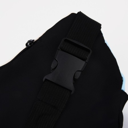 Bag for one shoulder with a zipper, 2 outer pockets, blue/black color-4