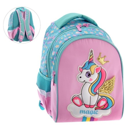 School backpack 38.5 x 26 x 17 cm, ergonomic back, Hatber Primary School "Unicorn-Printsess"-2